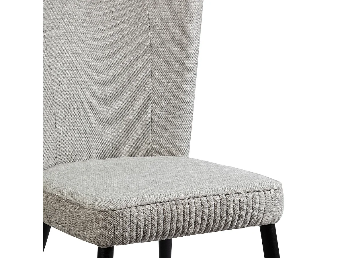 MAURINE - Lot de 4 Chaises Tissu Gris Clair Chiné Pieds Métal Noir Mat