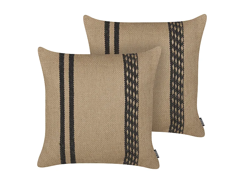 Set van 2 decoratieve kussens DESALIX Jute 45 x 45 cm Beige Gestreept