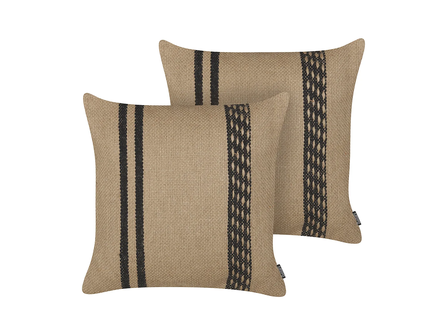 Lot de 2 coussins décoratifs DESALIX Jute 45 x 45 cm Beige À rayure