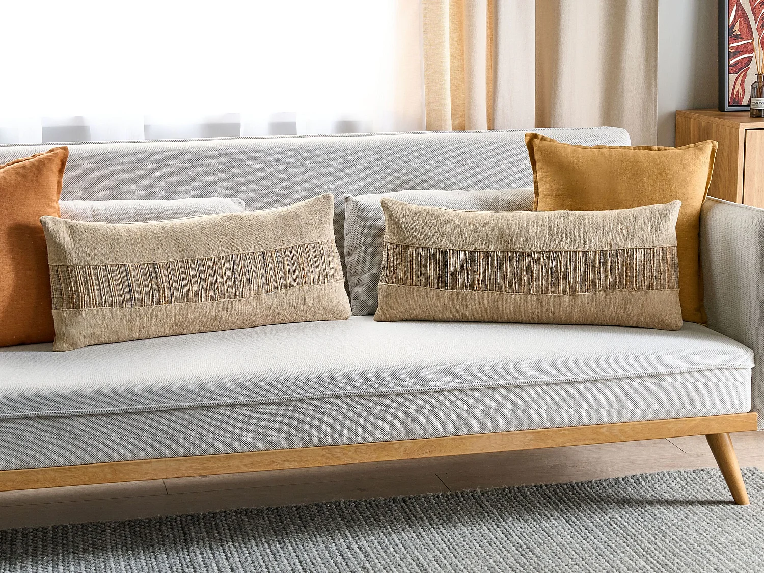 Lot de 2 coussins décoratifs LUINA Jute 30 x 70 cm Beige Unicolore