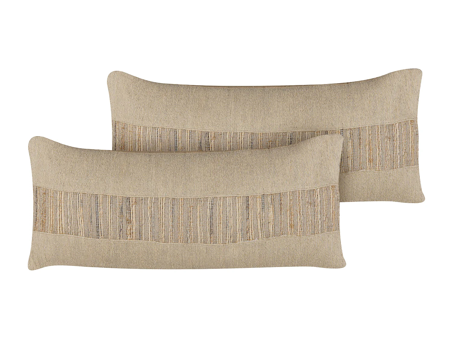 Lot de 2 coussins décoratifs LUINA Jute 30 x 70 cm Beige Unicolore