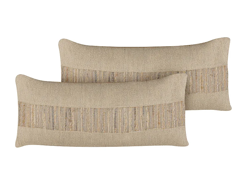 Lot de 2 coussins décoratifs LUINA Jute 30 x 70 cm Beige Unicolore