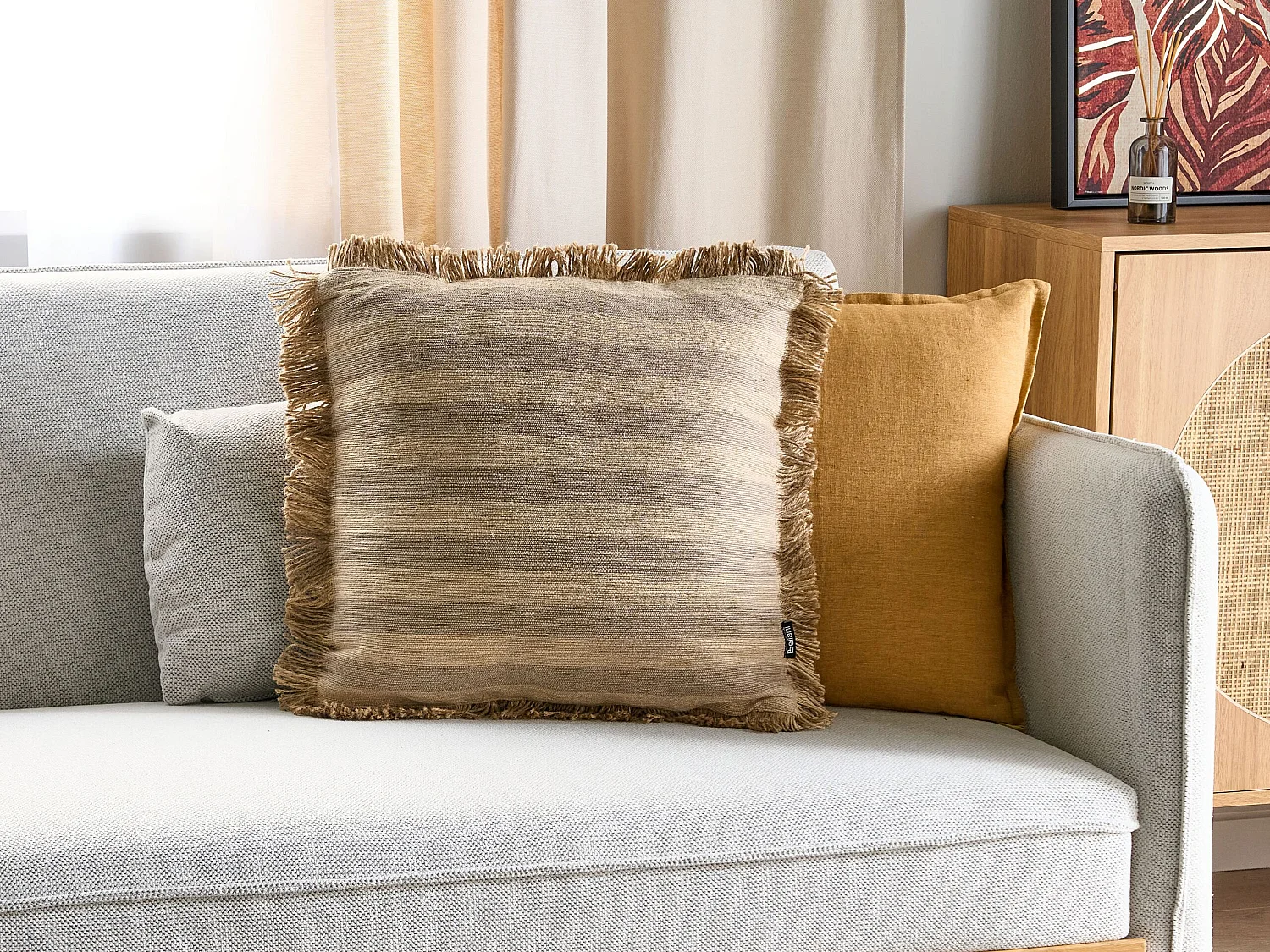 Cuscino decorativo CIRSIUM Iuta 45 x 45 cm Beige A strisce