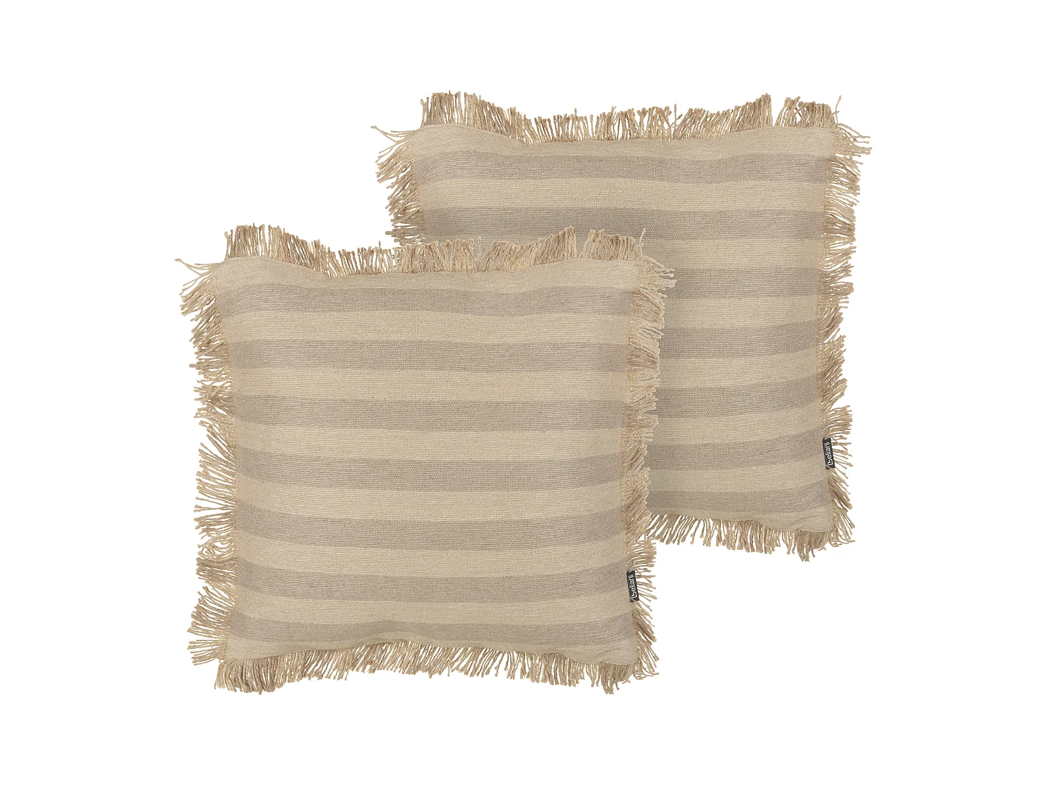 Lot de 2 coussins décoratifs CIRSIUM Jute 45 x 45 cm Beige À rayure