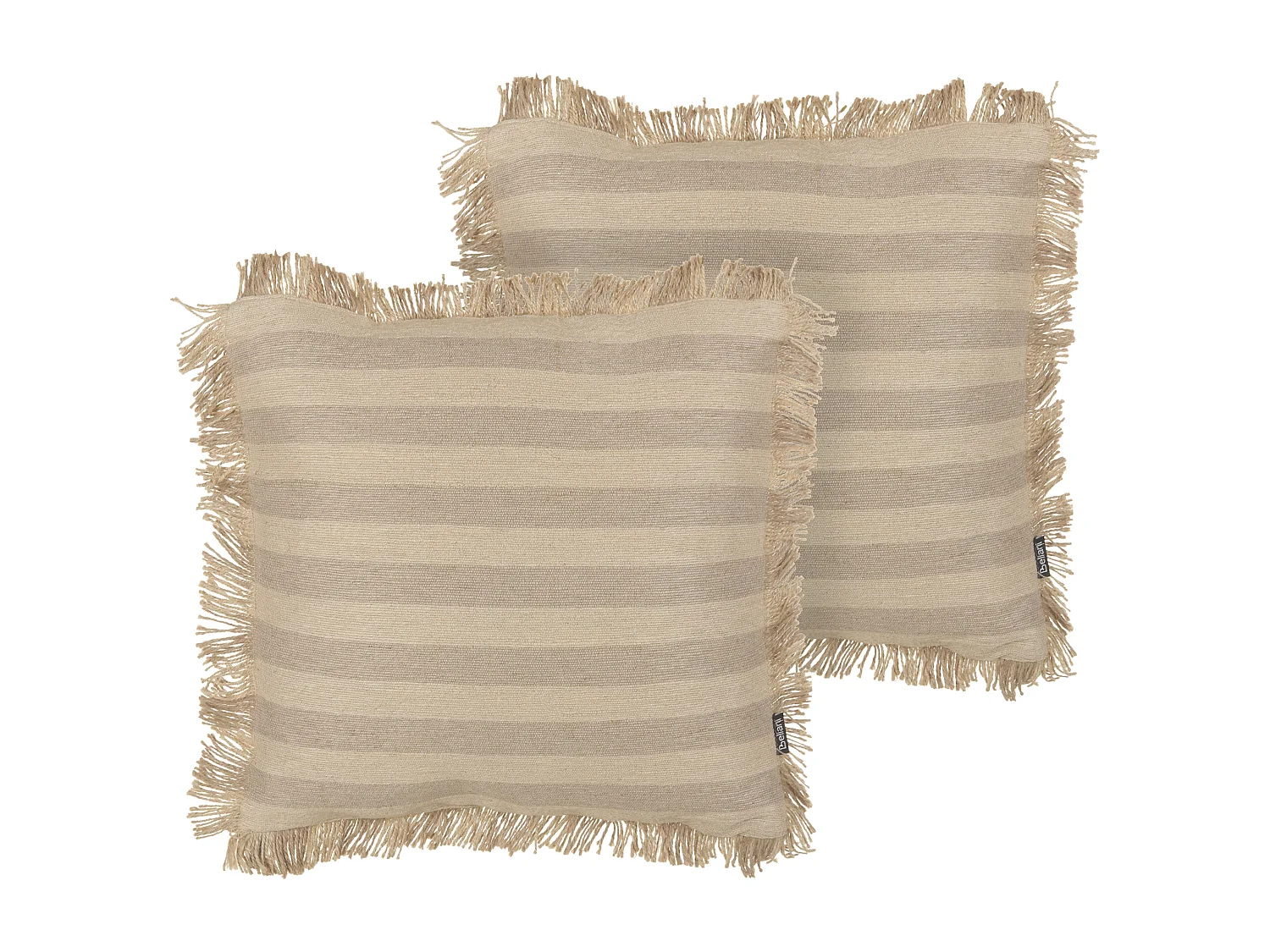 Lot de 2 coussins décoratifs CIRSIUM Jute 45 x 45 cm Beige À rayure