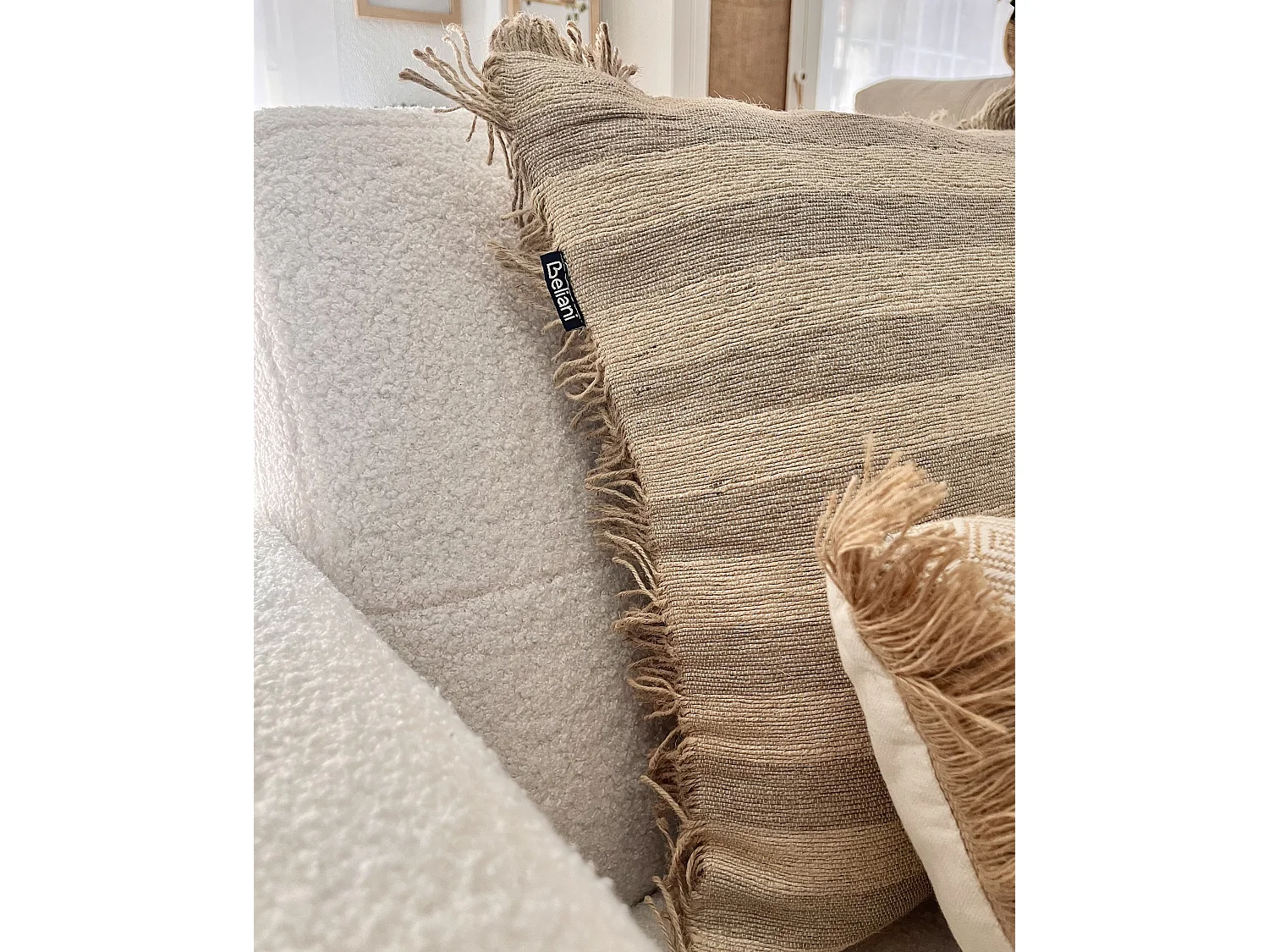 Lot de 2 coussins décoratifs CIRSIUM Jute 45 x 45 cm Beige À rayure
