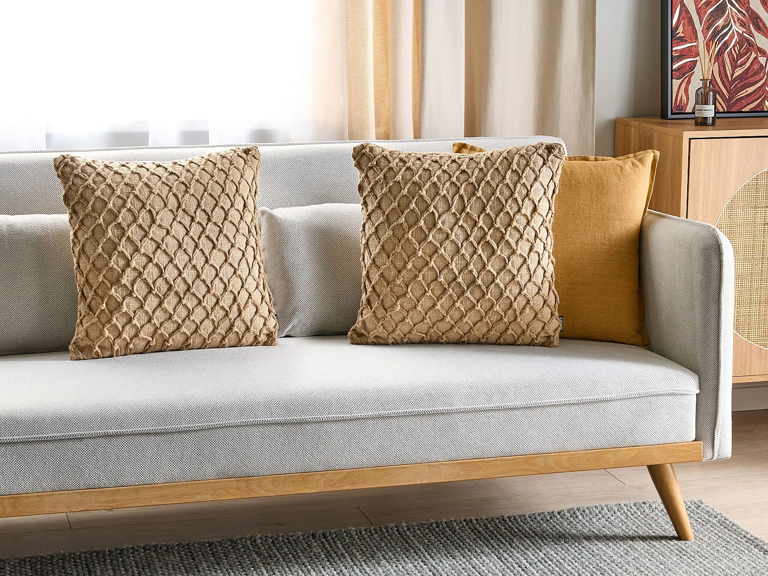 Set van 2 decoratieve kussens COLLOMIA Bouclé 45 x 45 cm Beige Geometrisch patroon