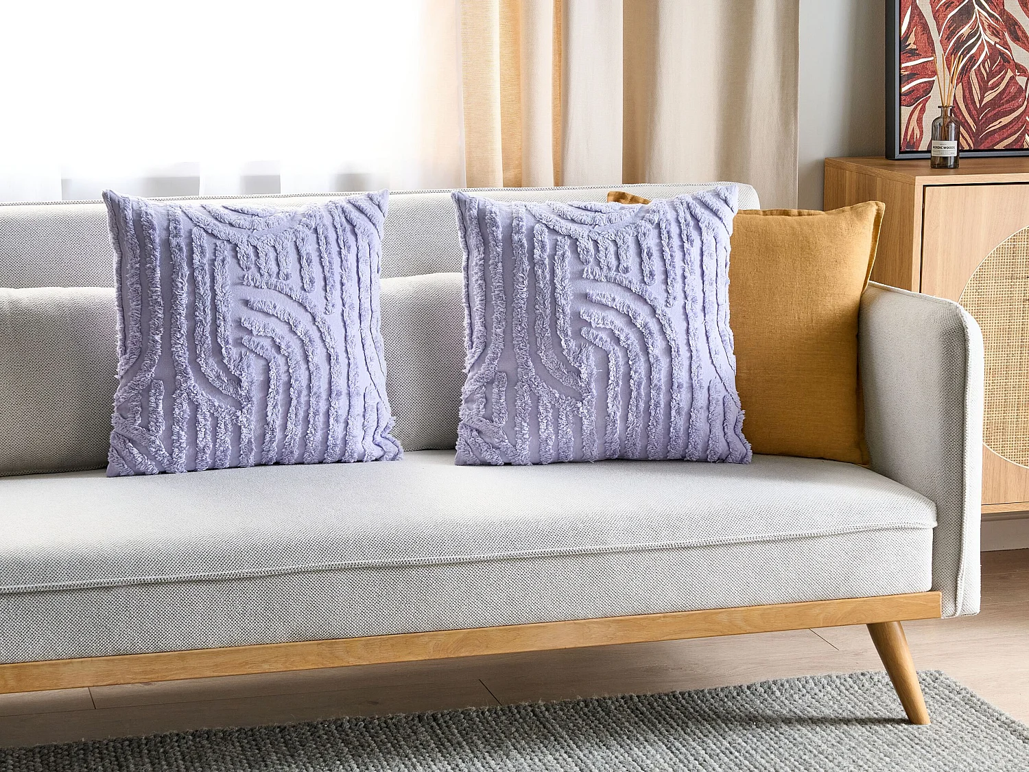 Conjunto de 2 almofadas decorativas TELLIMA Algodão 45 x 45 cm Violeta Padrão geométrico