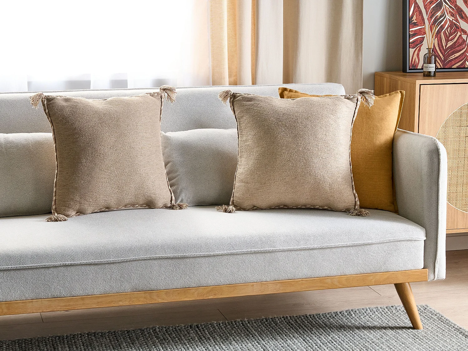 Lot de 2 coussins décoratifs ERIGERON Jute 45 x 45 cm Beige Unicolore