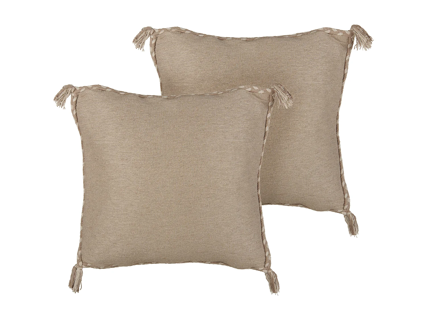 Set di 2 cuscini ERIGERON Iuta 45 x 45 cm Beige Tinta unita