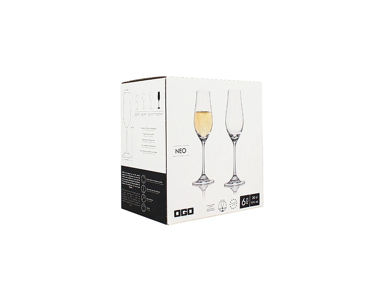 Ogo Living - Boite De 6 Flutes Neo 20cl En Cristallin
