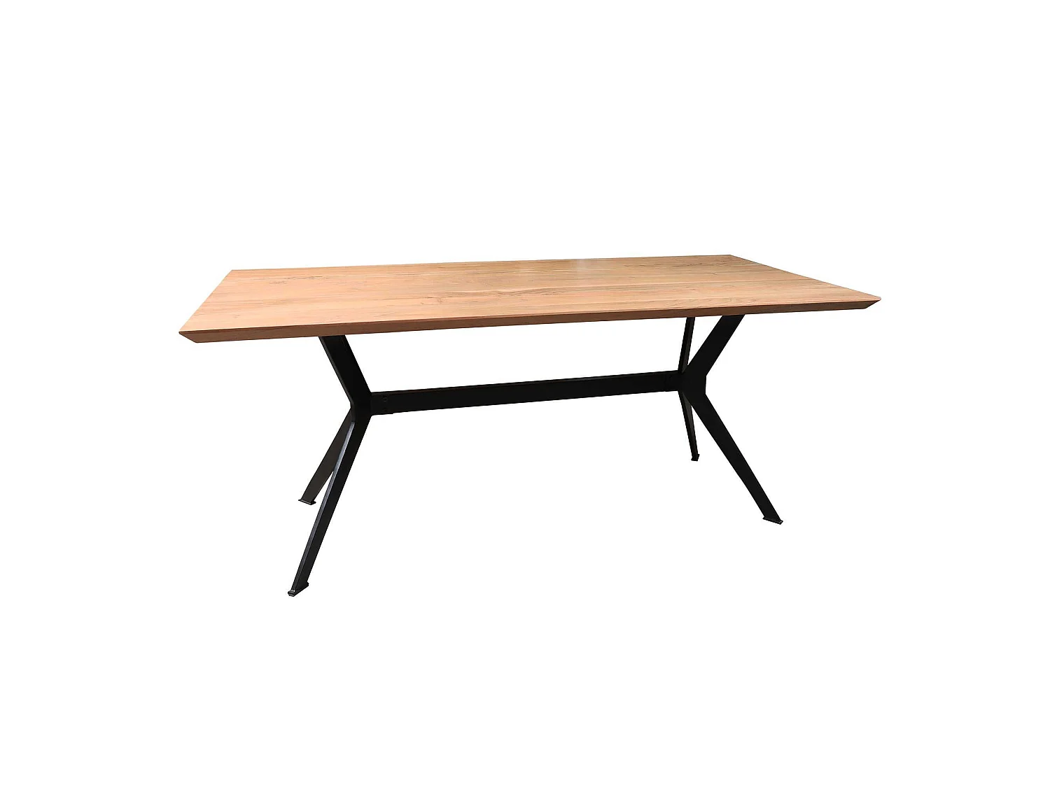 Now's Home - Table En Bois D'acacia Avec Pieds Metal Noir 180x90x76cm Kayapo