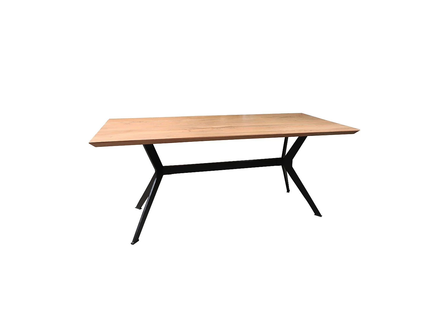 Now's Home - Table En Bois D'acacia Avec Pieds Metal Noir 180x90x76cm Kayapo