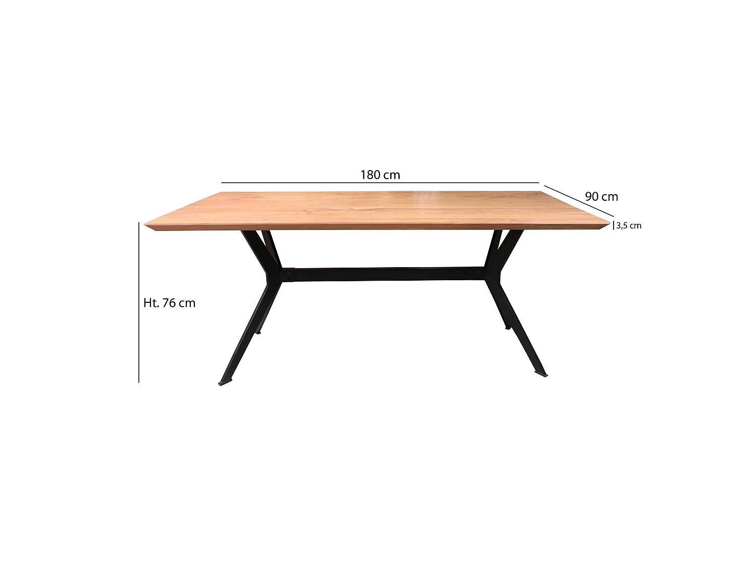 Now's Home - Table En Bois D'acacia Avec Pieds Metal Noir 180x90x76cm Kayapo