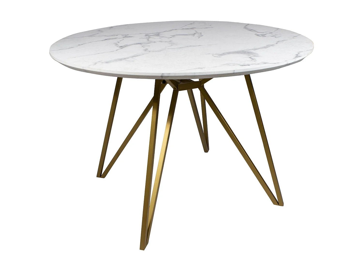 Now's Home - Table Effet Marbre Pieds Metal Dore O100cm X H76cm Hoxton