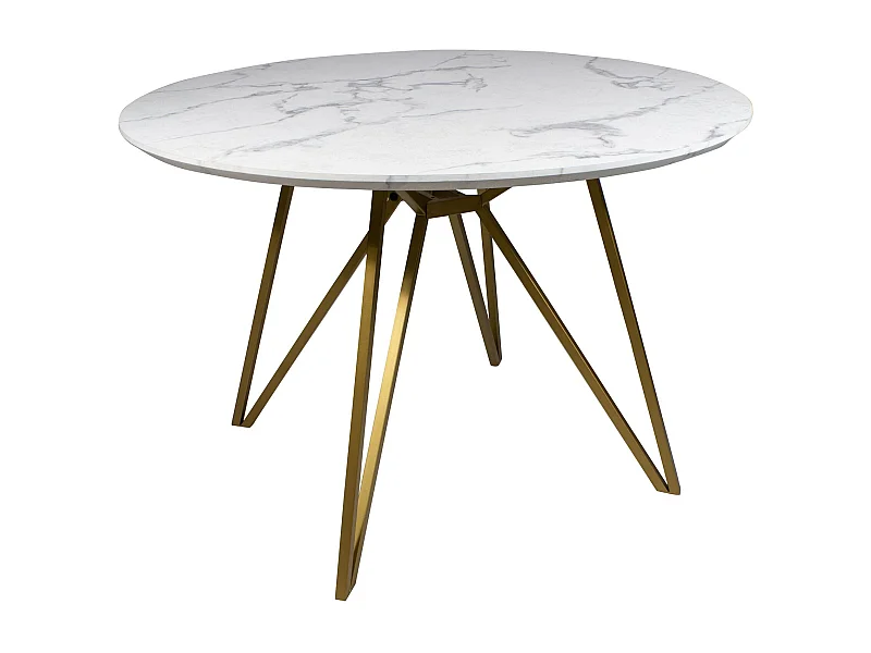 Now's Home - Table Effet Marbre Pieds Metal Dore O100cm X H76cm Hoxton