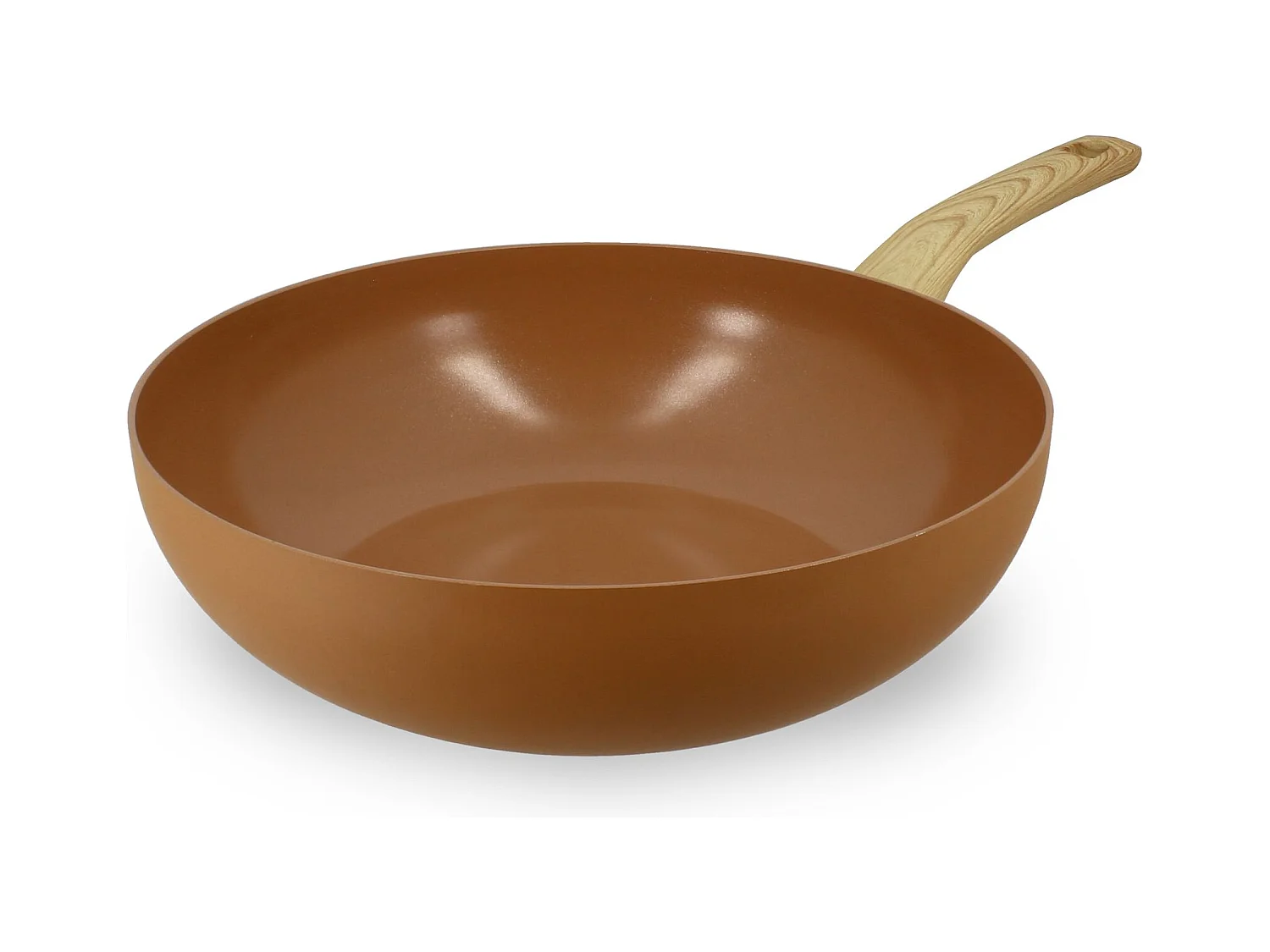 Menastyl - Wok 28cm Colorama Noisette - En Aluminium - Revetement Antiadhesif En Ceramique