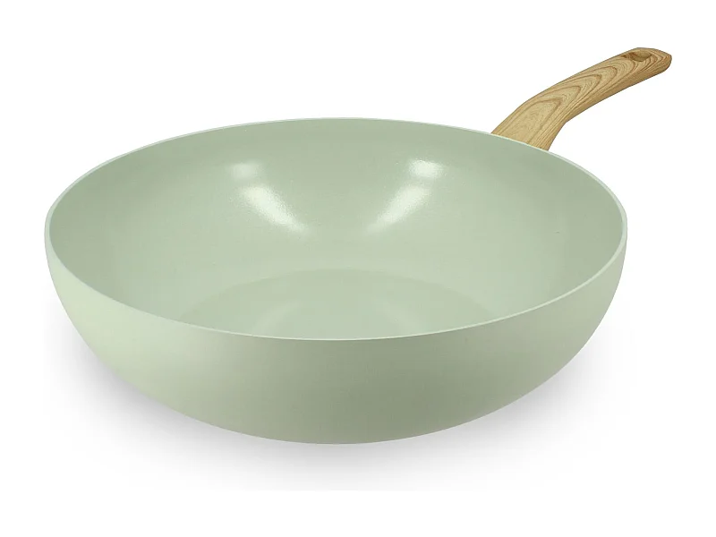 Menastyl - Wok 28cm Colorama Celadon - En Aluminium - Revetement Antiadhesif En Ceramique
