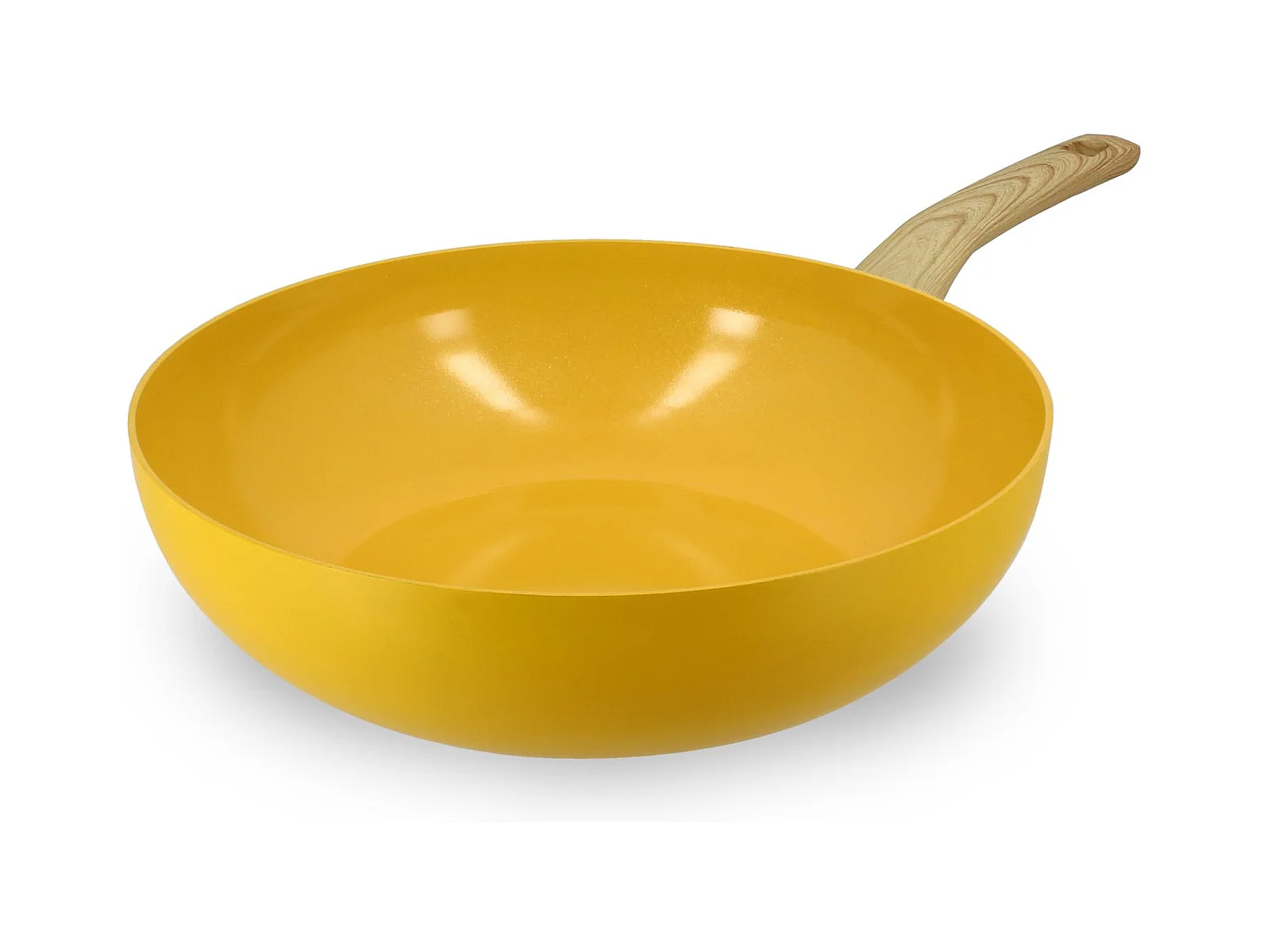 Menastyl - Wok 28cm Colorama Safran - En Aluminium - Revetement Antiadhesif En Ceramique