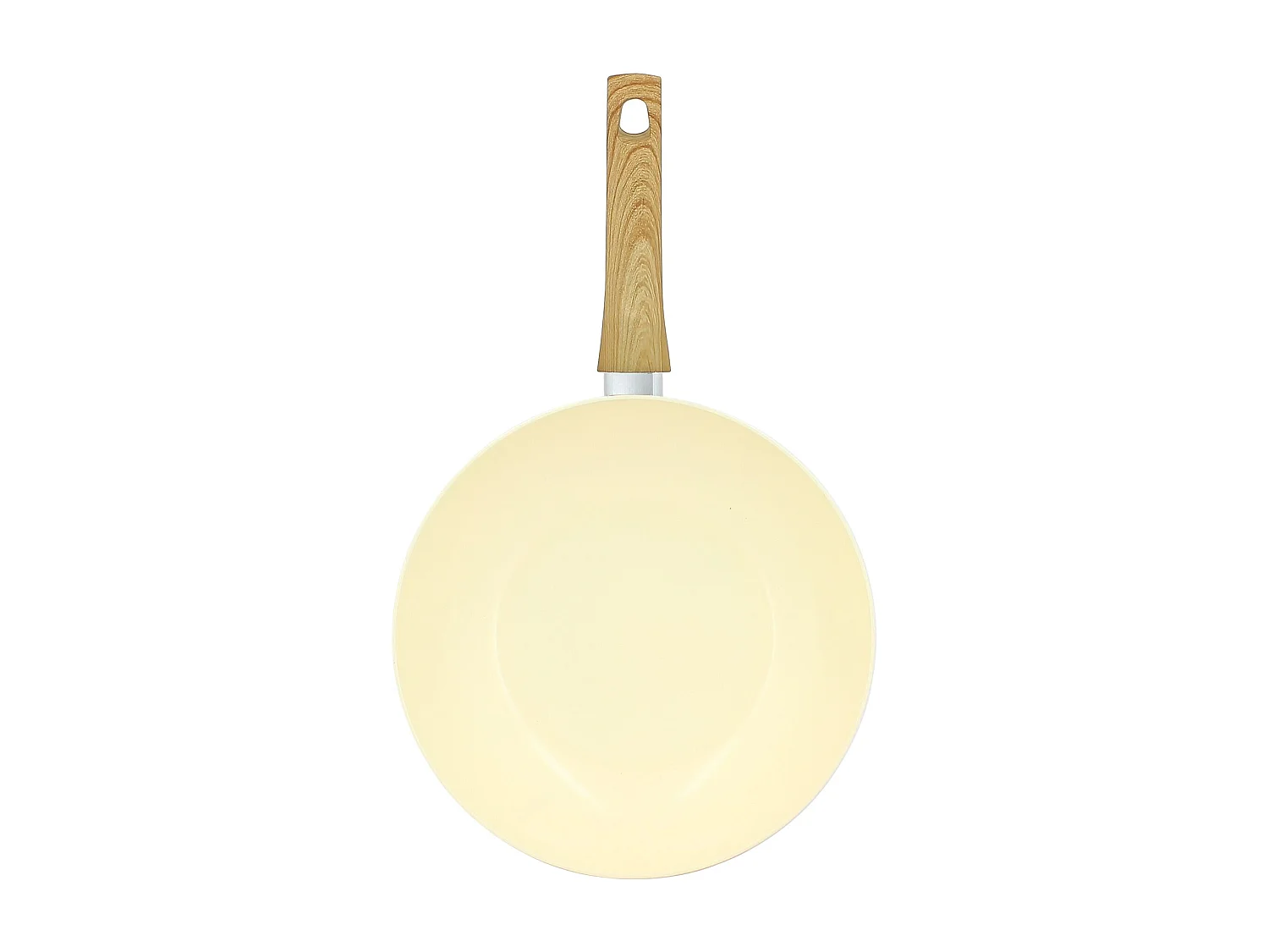 Menastyl - Wok 28cm Colorama Creme - En Aluminium - Revetement Antiadhesif En Ceramique