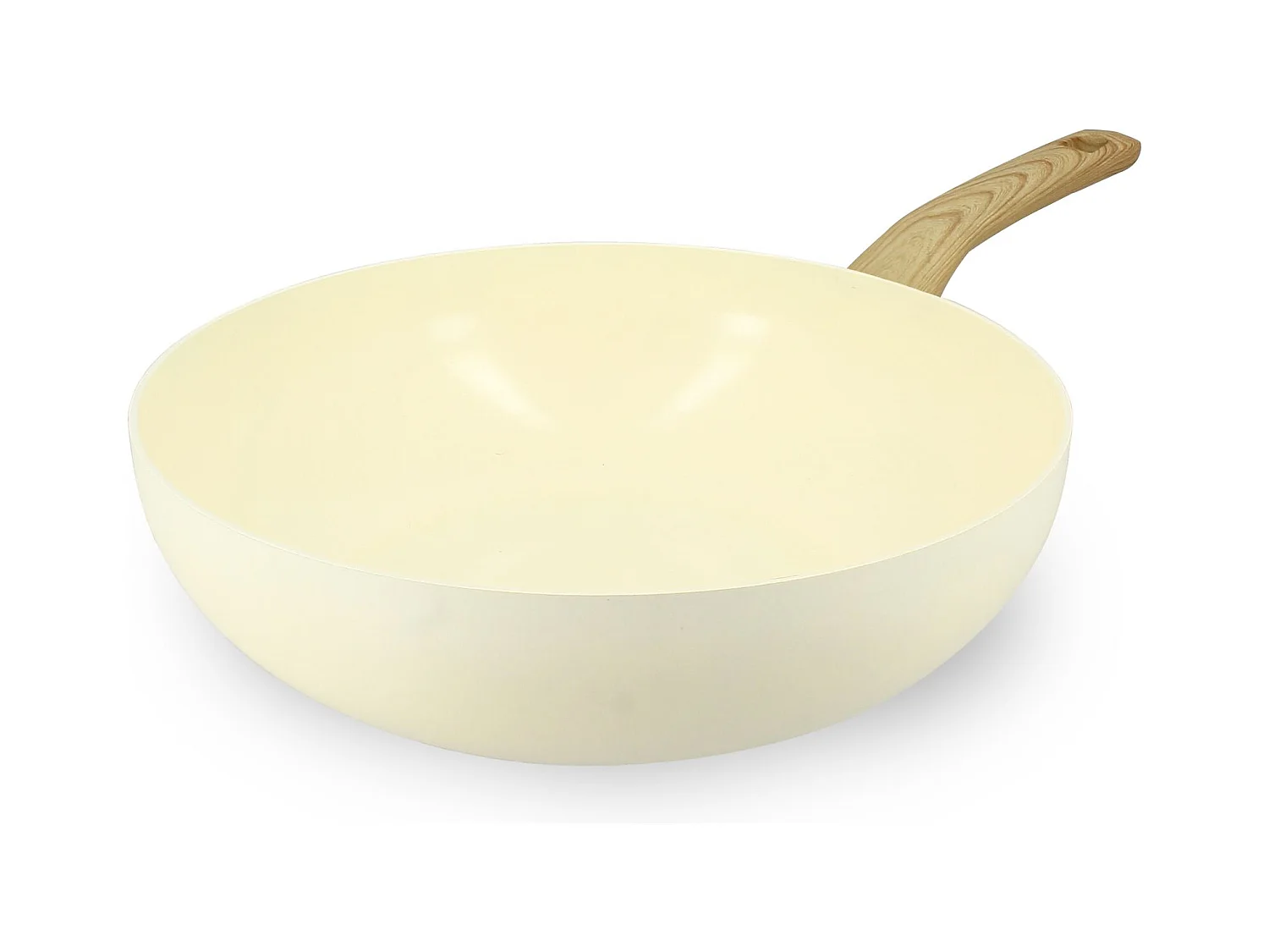 Menastyl - Wok 28cm Colorama Creme - En Aluminium - Revetement Antiadhesif En Ceramique