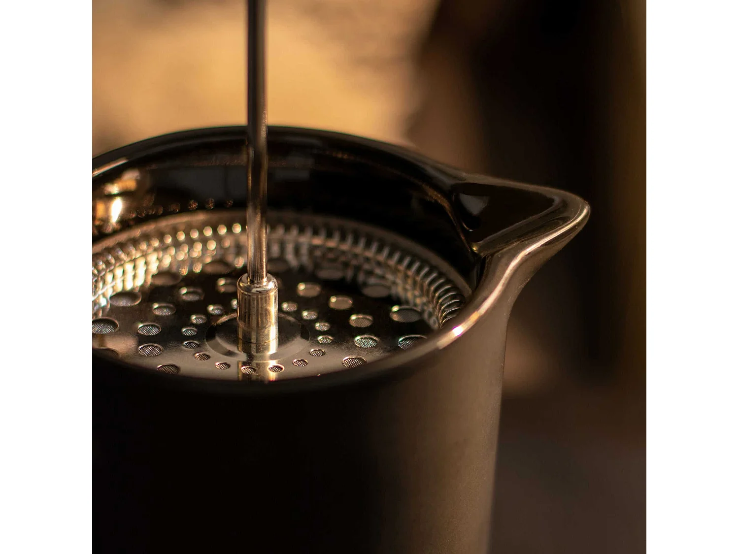 Ogo Living - Cafetiere Piston Keygo 1300ml En Porcelaine Noir Mat