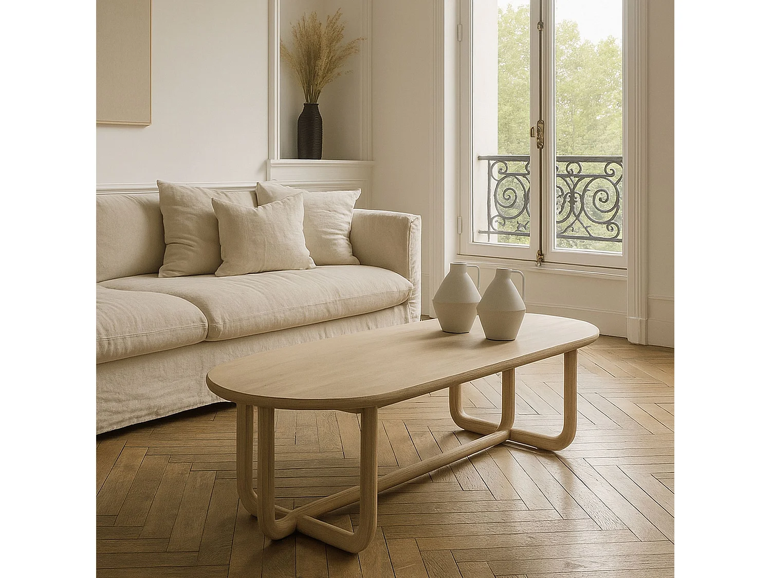 Now's Home - Table Basse En Pin Recyclé 160x70xh40cm Kristen