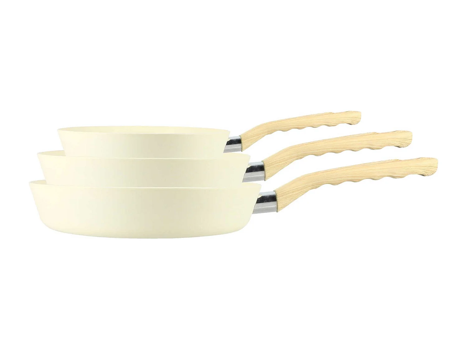 Menastyl - Set De 7 Pieces Colorama Creme - Poeles/casseroles/faitout - En Aluminium - Revetement Antiadhesif En Ceramique