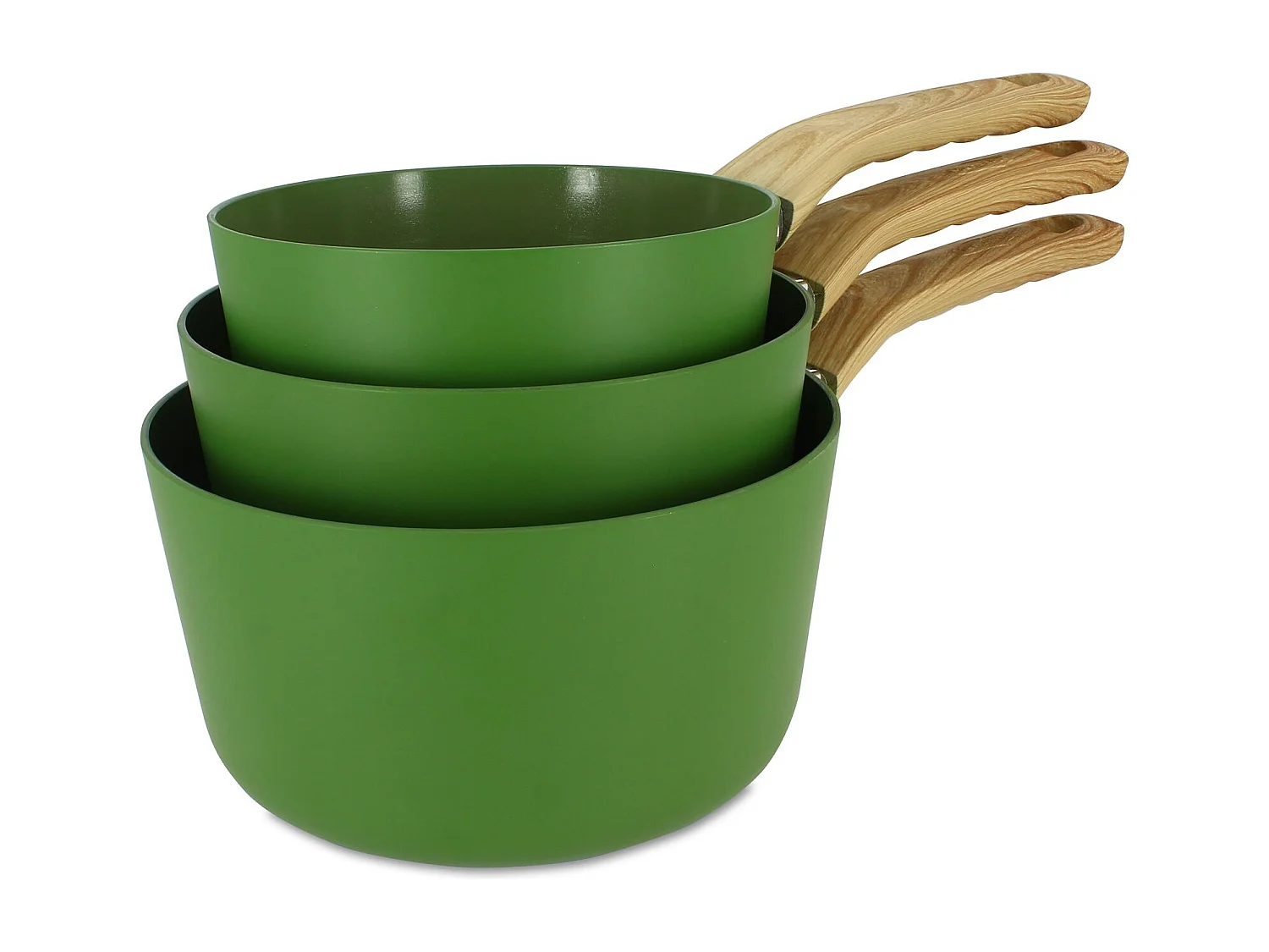 Menastyl - Set De 3 Casseroles Colorama Olive - Casserole 16/18 Et 20 Cm - En Aluminium - Revetement Antiadhesif En Ceramique