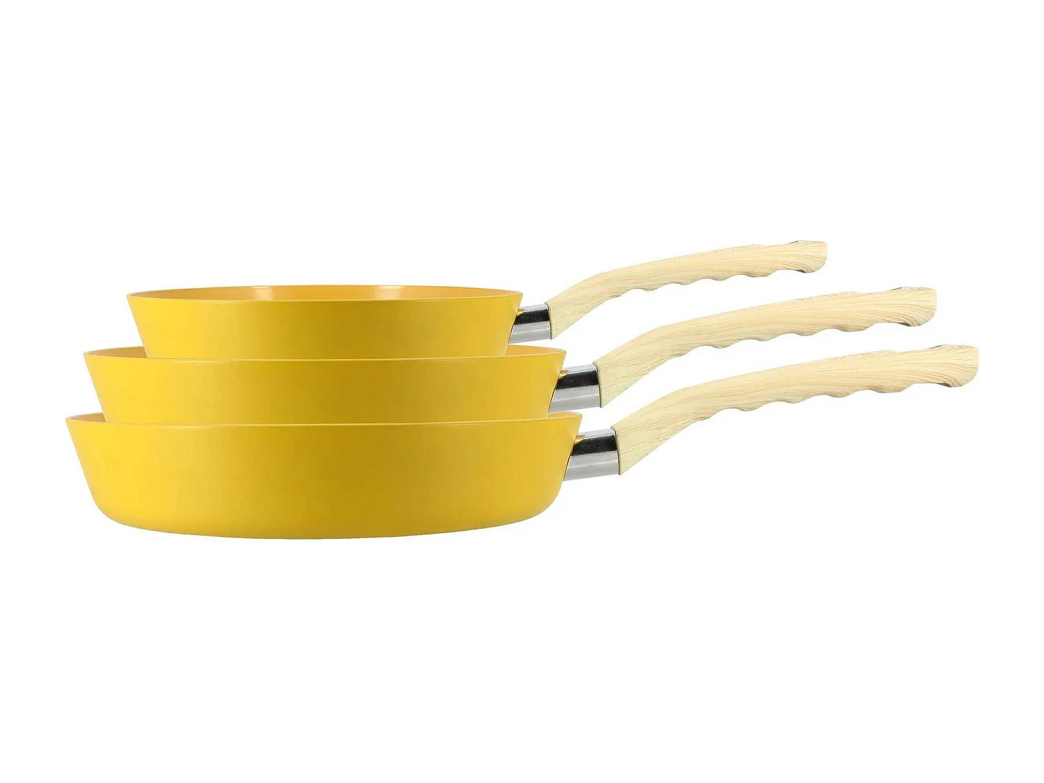 Menastyl - Set De 5 Pieces Colorama Safran - Poeles/casseroles/wok - En Aluminium - Revetement Antiadhesif En Ceramique
