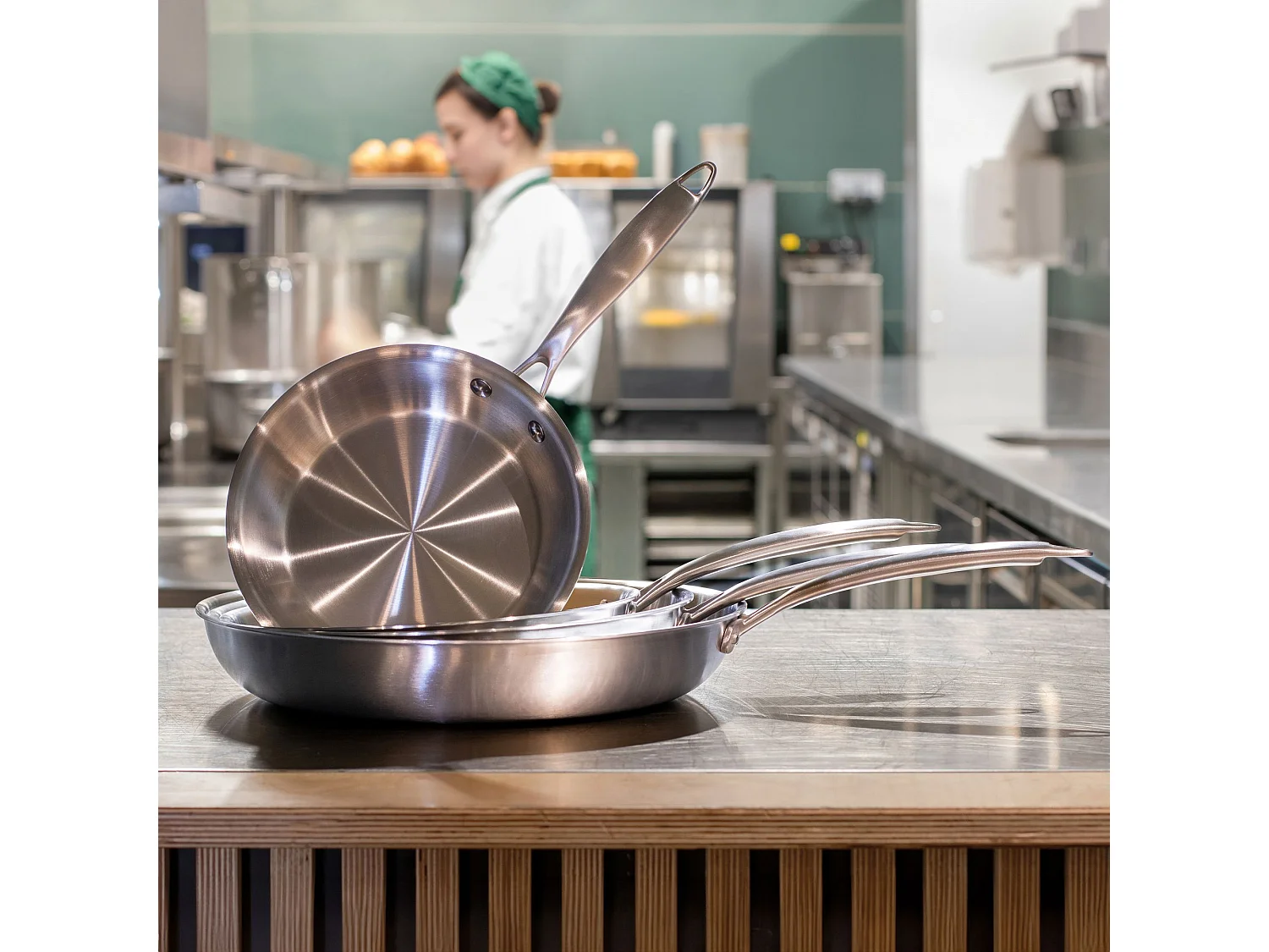 Menastyl - Set 5 Pièces Triply Wok Casserole Poele En Acier Inoxydable Induction - Made In France