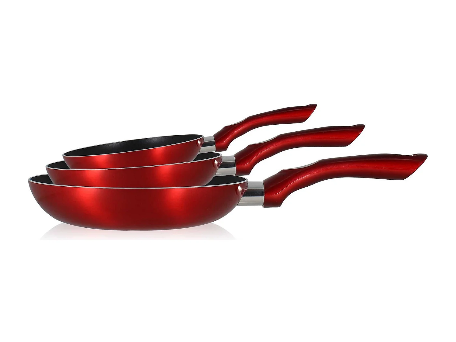 Menastyl - Set 3 Poeles Cerise En Aluminium Compatible Induction 20/24 Et 28cm