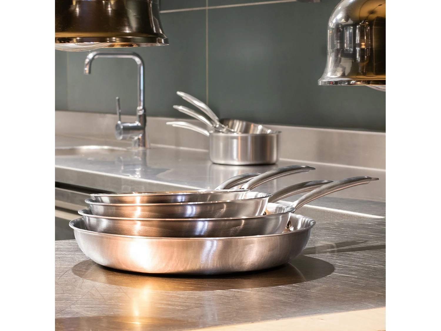 Menastyl - Set 3 Poeles Triply En Acier Inoxydable Induction 28/24 Et 28cm - Made In France