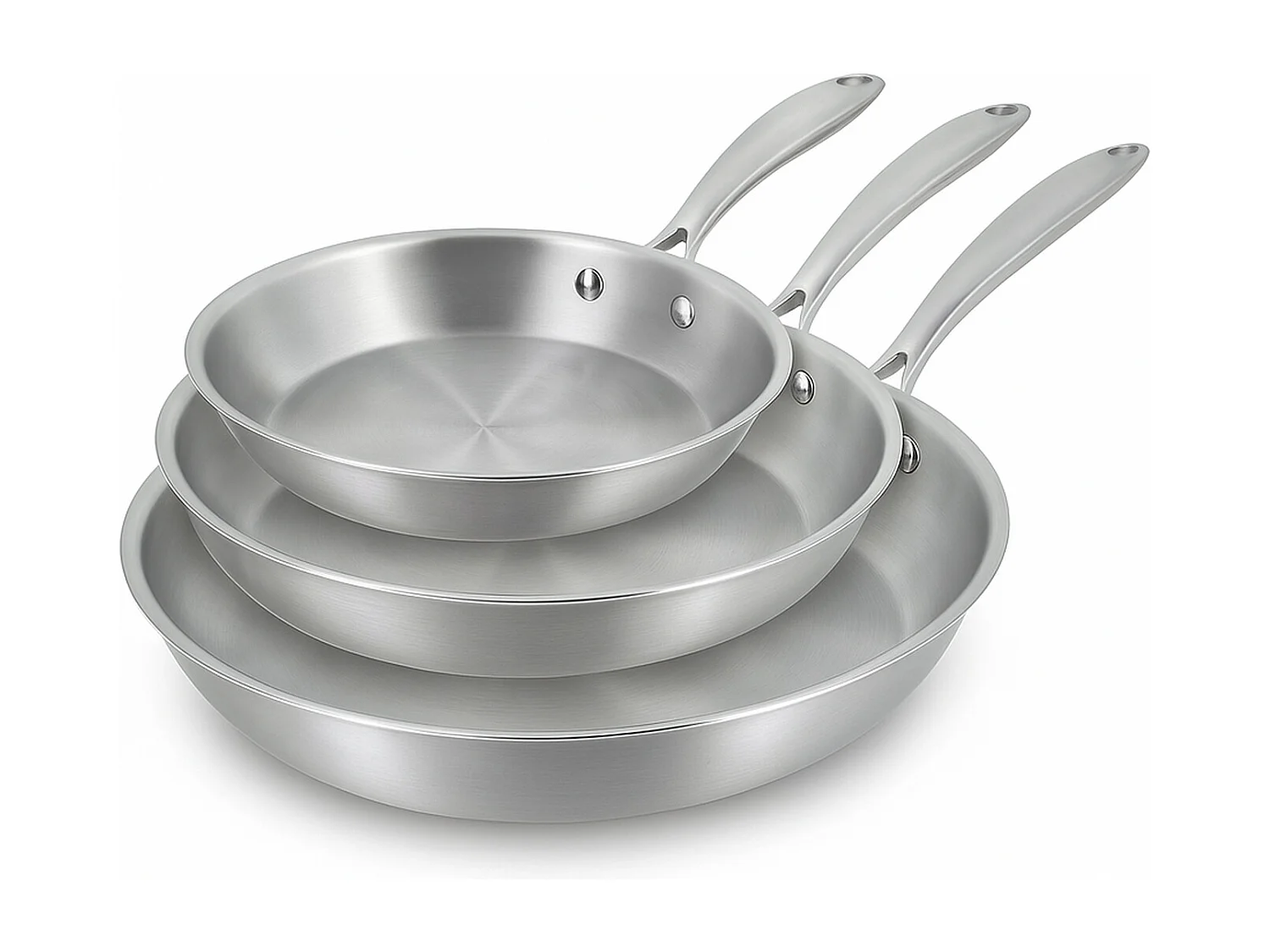 Menastyl - Set 3 Poeles Triply En Acier Inoxydable Induction 28/24 Et 28cm - Made In France