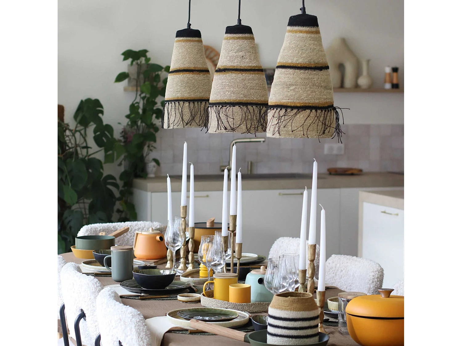 Now's Home - Suspension En Jonc De Mer Naturel Fait Main 22x40cm Tobago