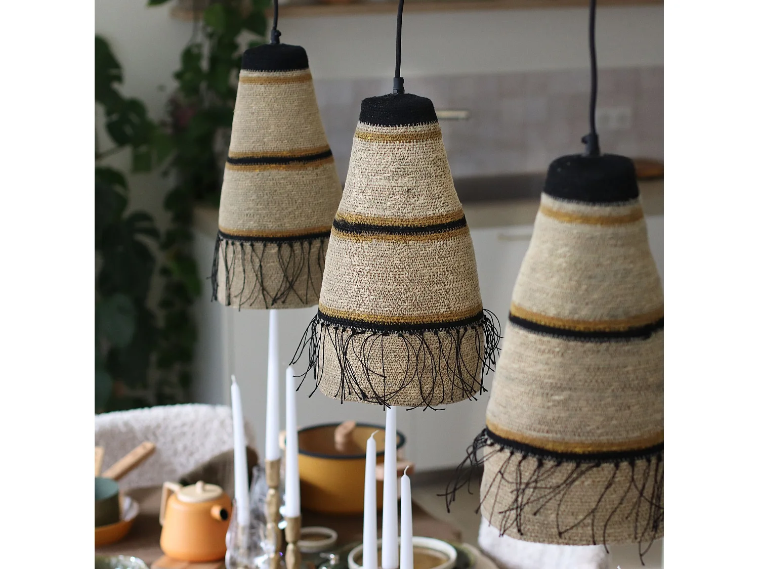 Now's Home - Suspension En Jonc De Mer Naturel Fait Main 22x40cm Tobago