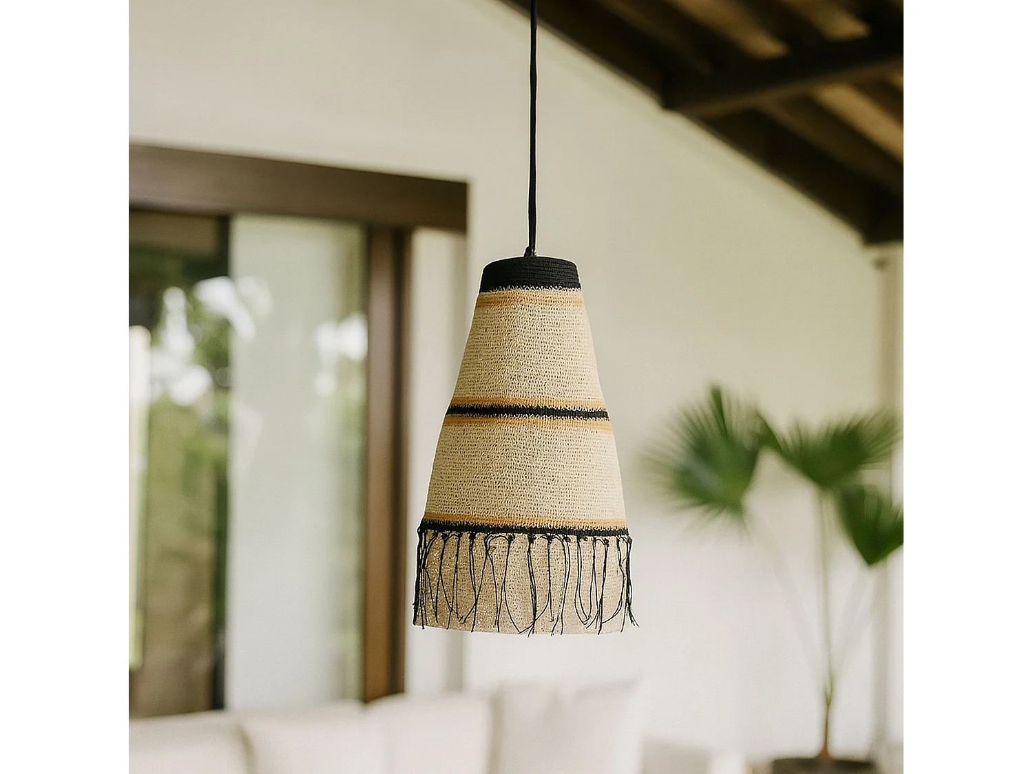 Now's Home - Suspension En Jonc De Mer Naturel Fait Main 22x40cm Tobago