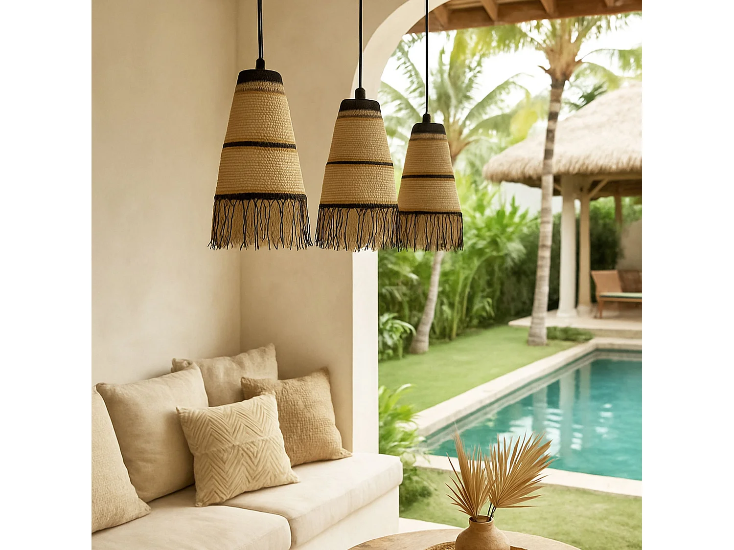 Now's Home - Suspension En Jonc De Mer Naturel Fait Main 22x40cm Tobago