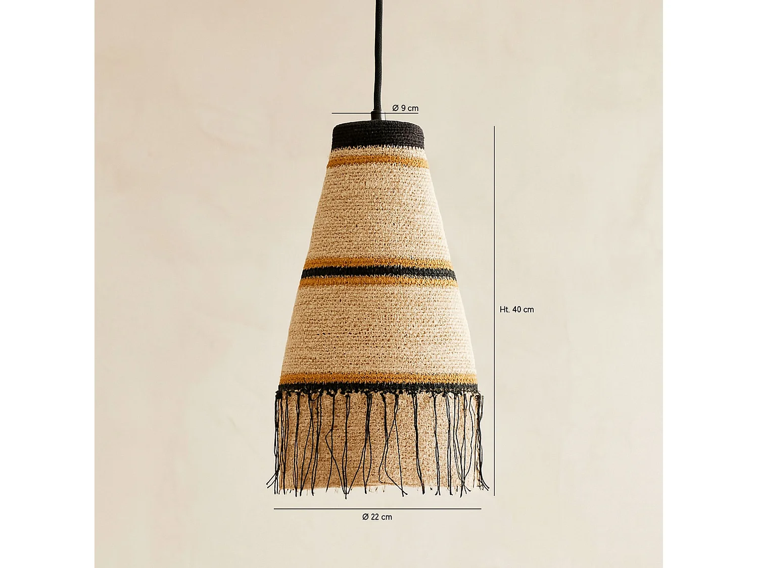 Now's Home - Suspension En Jonc De Mer Naturel Fait Main 22x40cm Tobago