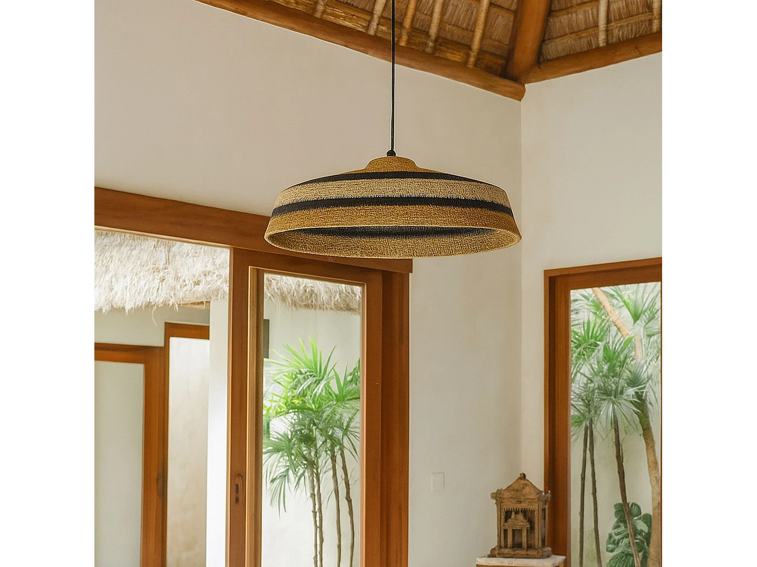 Now's Home - Suspension En Jonc De Mer Naturel, Ocre, Noir 45x13cm Trinidad