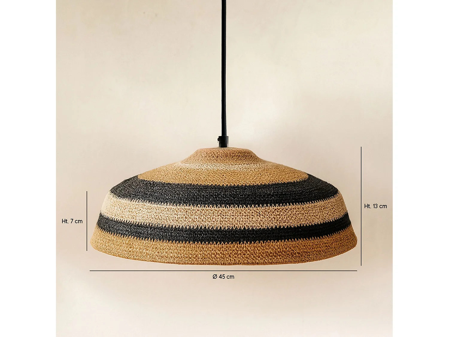 Now's Home - Suspension En Jonc De Mer Naturel, Ocre, Noir 45x13cm Trinidad