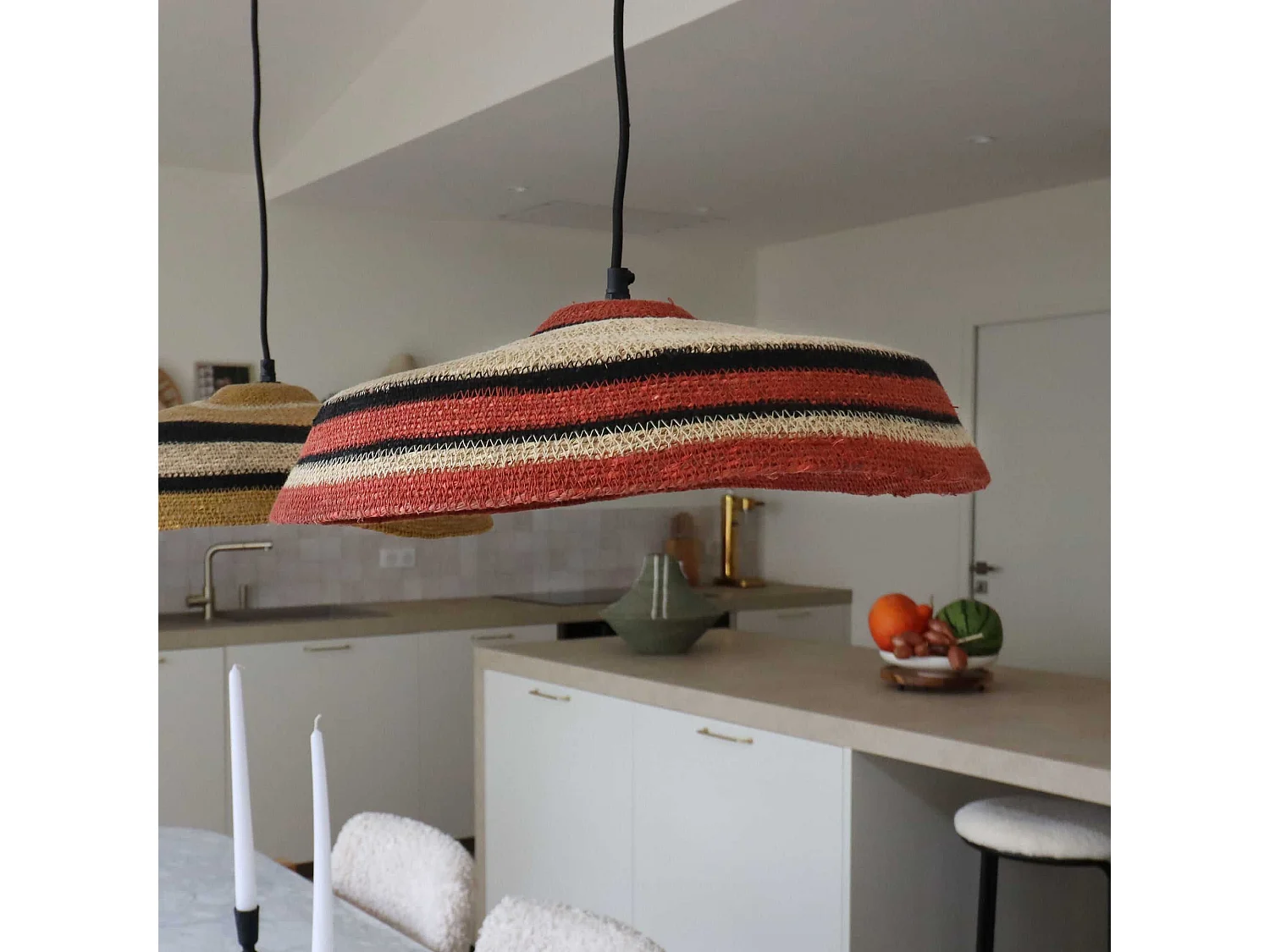 Now's Home - Suspension En Jonc De Mer Naturel Et Brique 45x13cm Trinidad