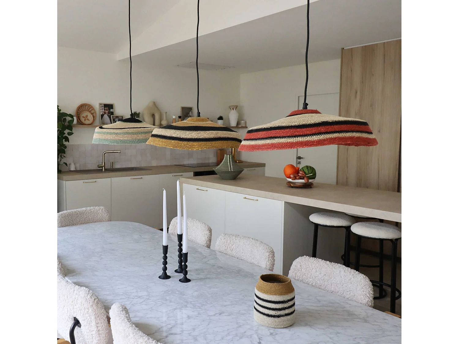 Now's Home - Suspension En Jonc De Mer Naturel Et Brique 45x13cm Trinidad