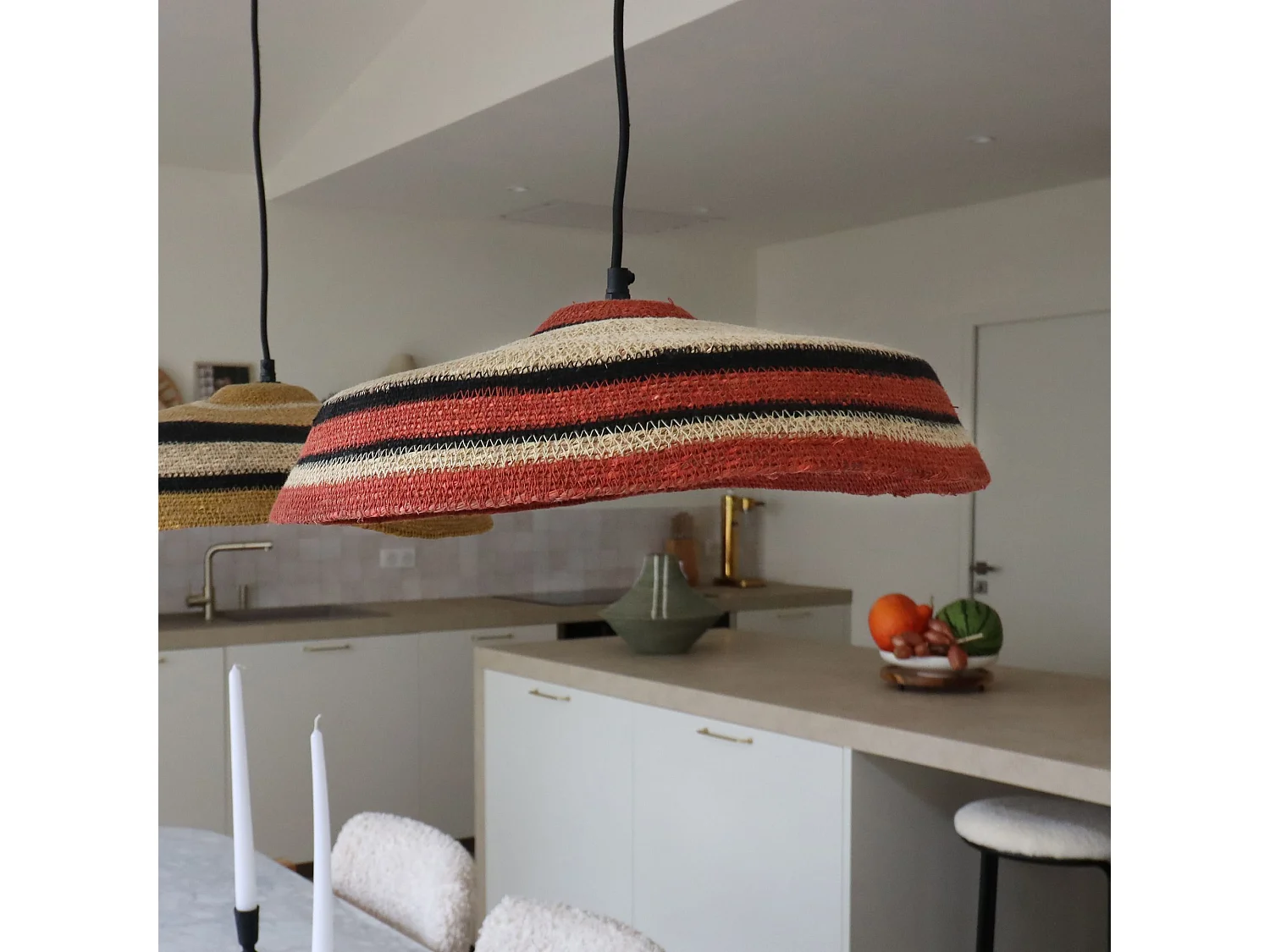 Now's Home - Suspension En Jonc De Mer Naturel Et Brique 45x13cm Trinidad