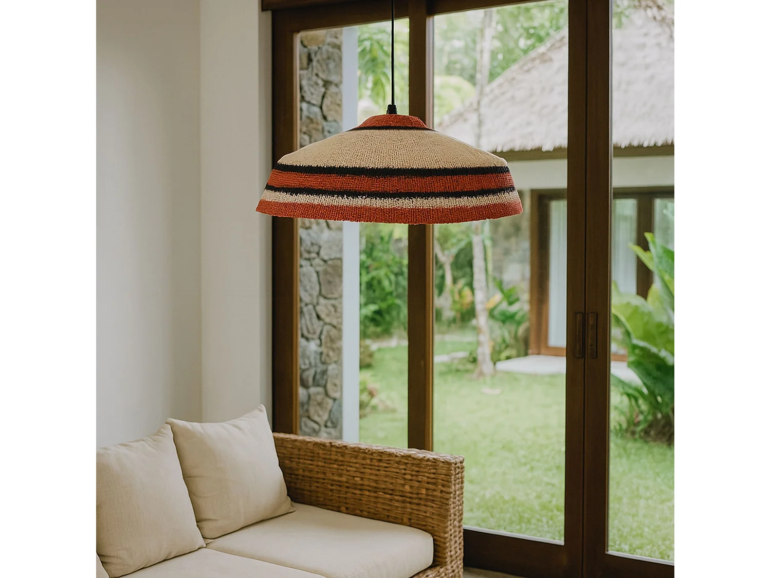 Now's Home - Suspension En Jonc De Mer Naturel Et Brique 45x13cm Trinidad