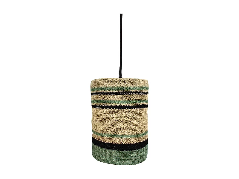 Now's Home - Suspension En Jonc De Mer Naturel Et Vert 19xh28cm Barbade