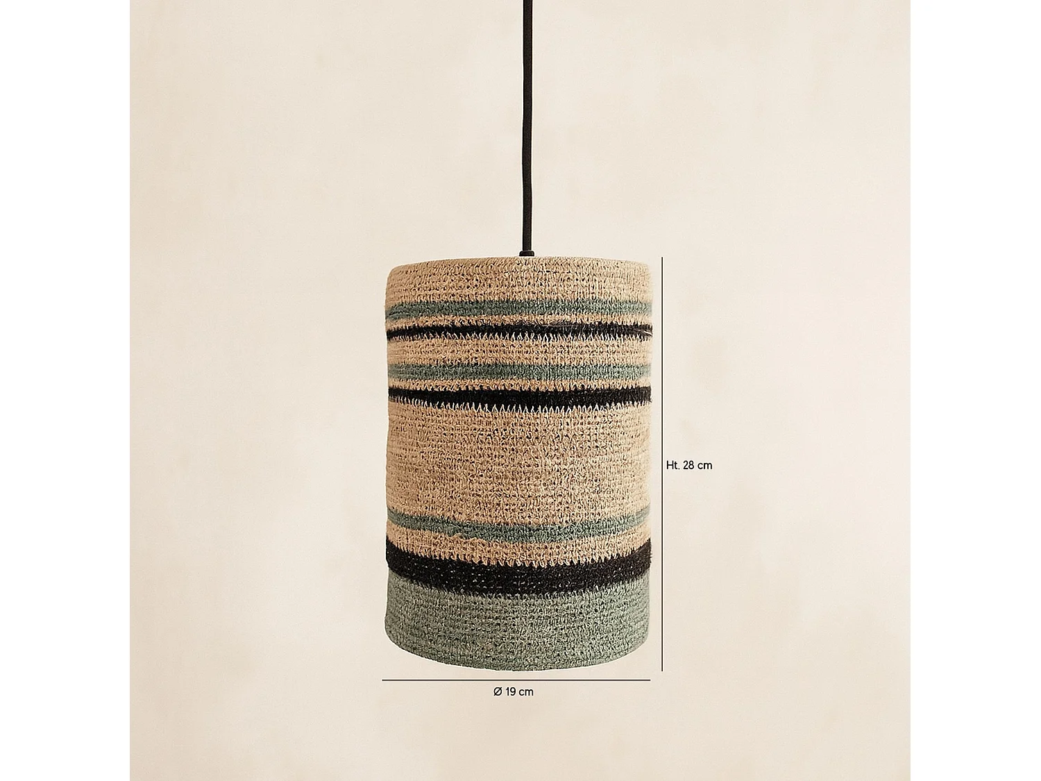 Now's Home - Suspension En Jonc De Mer Naturel Et Vert 19xh28cm Barbade
