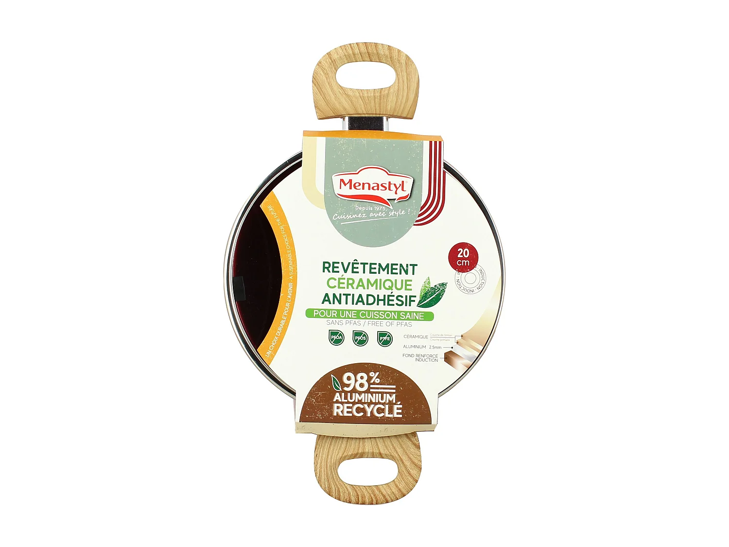 Menastyl - Faitout 20cm Colorama Magenta - En Aluminium - Revetement Antiadhesif En Ceramique