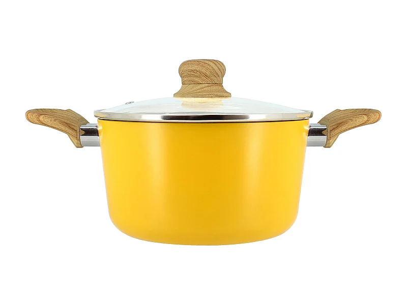 Menastyl - Faitout 20cm Colorama Safran - En Aluminium - Revetement Antiadhesif En Ceramique