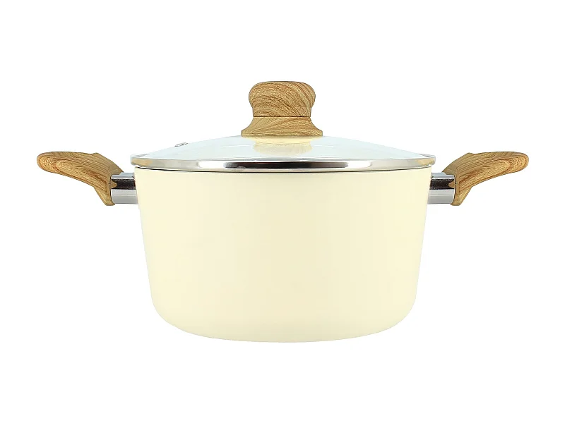 Menastyl - Faitout 20cm Colorama Creme- En Aluminium - Revetement Antiadhesif En Ceramique